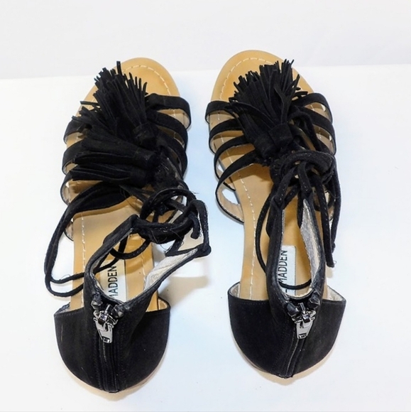 Steve Madden MONROWE Black Suede Gladiator Style Sandals with Leg Ties Size 7.5 - Picture 5 of 11
